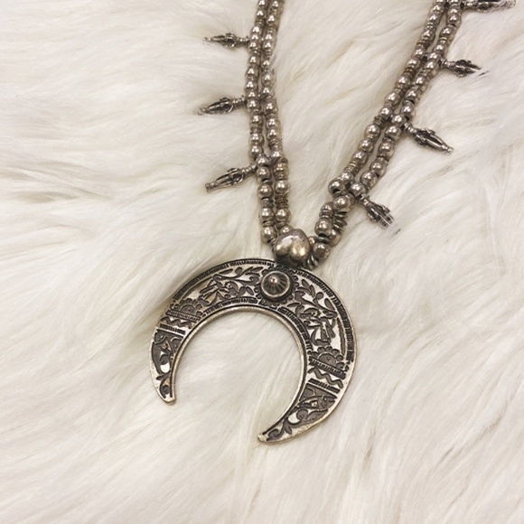 Silver Crescent Squash Blossom Necklace - Picture 2 of 4